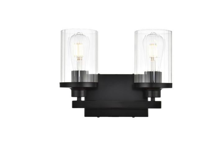 2 Light Black And Clear Bath Sconce by Living District