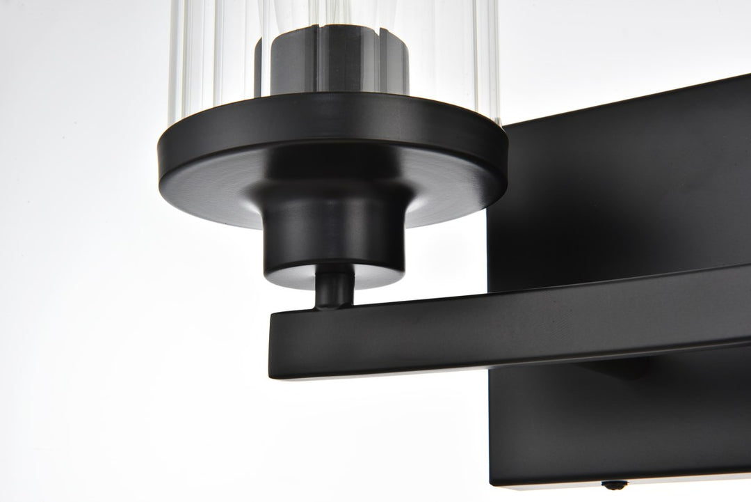 2 Light Black And Clear Bath Sconce