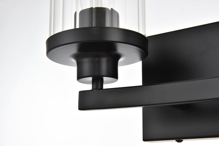2 Light Black And Clear Bath Sconce