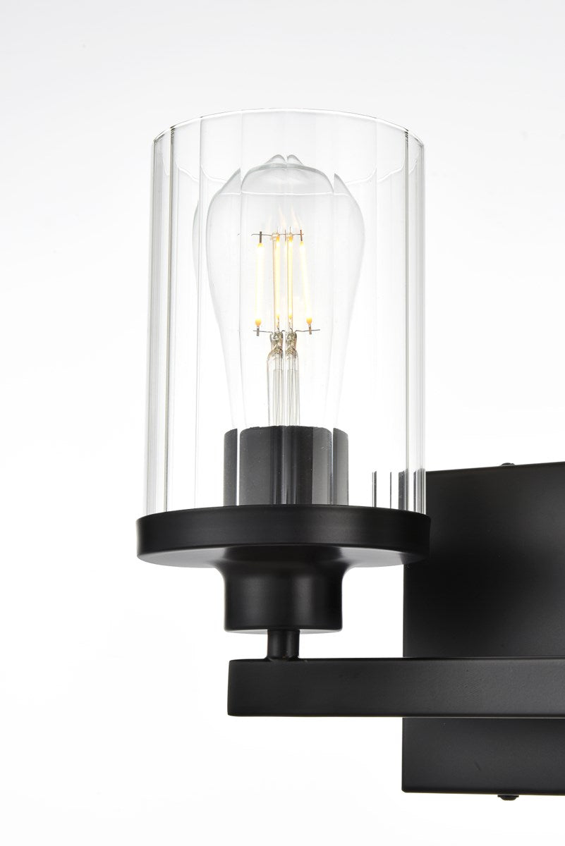 2 Light Black And Clear Bath Sconce