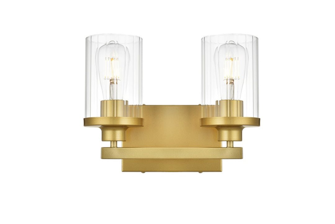 2 Light Brass And Clear Bath Sconce by Living District