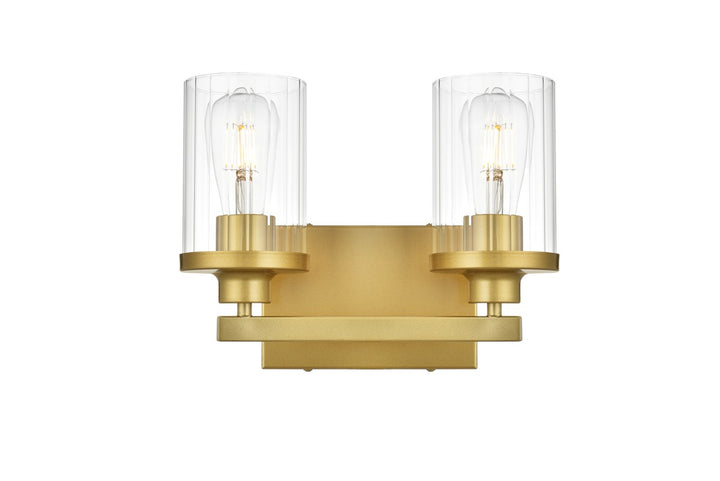 2 Light Brass And Clear Bath Sconce by Living District