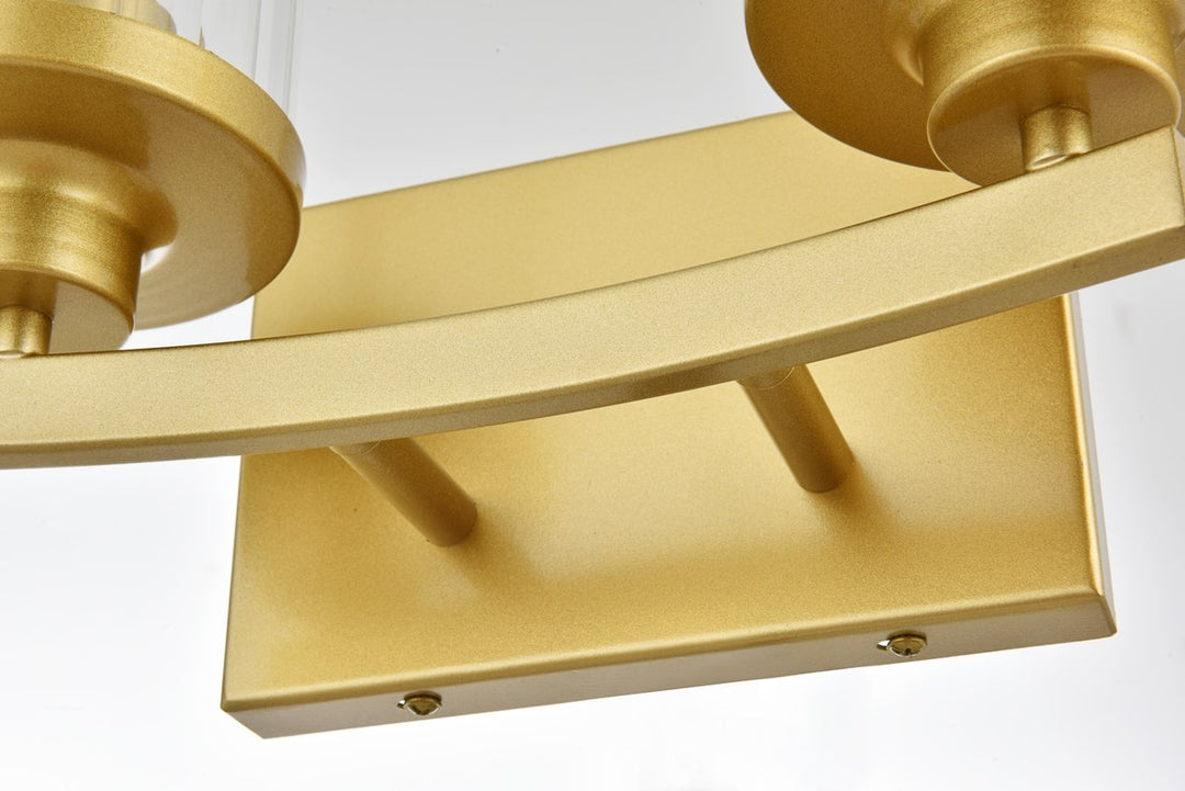 2 Light Brass And Clear Bath Sconce