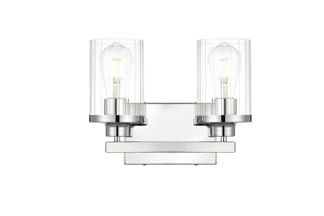 2 Light Chrome And Clear Bath Sconce by Living District