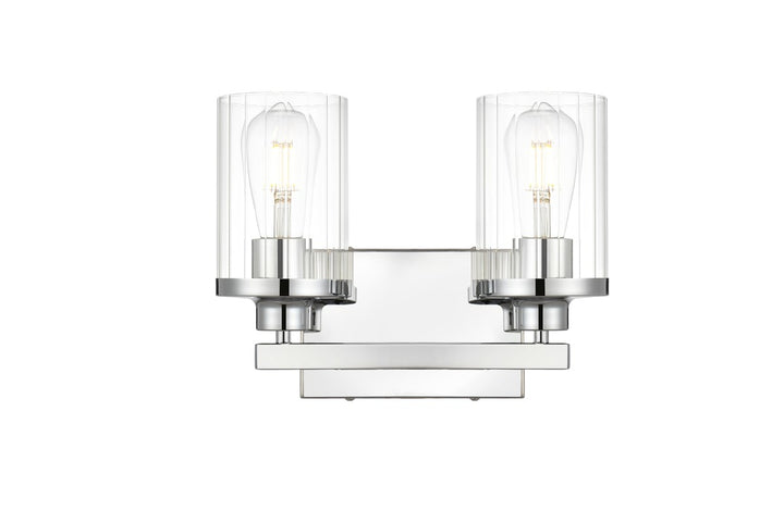 2 Light Chrome And Clear Bath Sconce by Living District