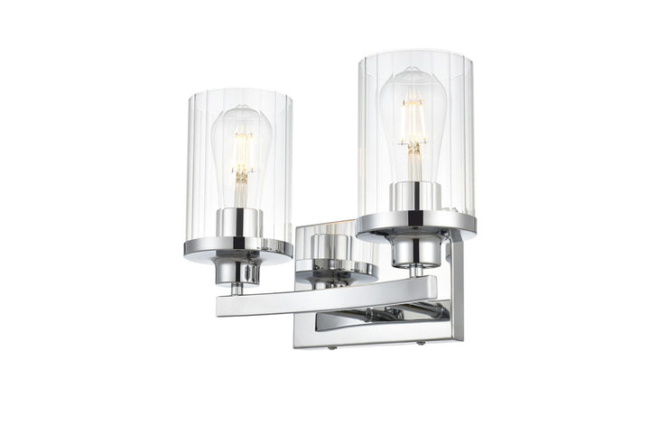 2 Light Chrome And Clear Bath Sconce
