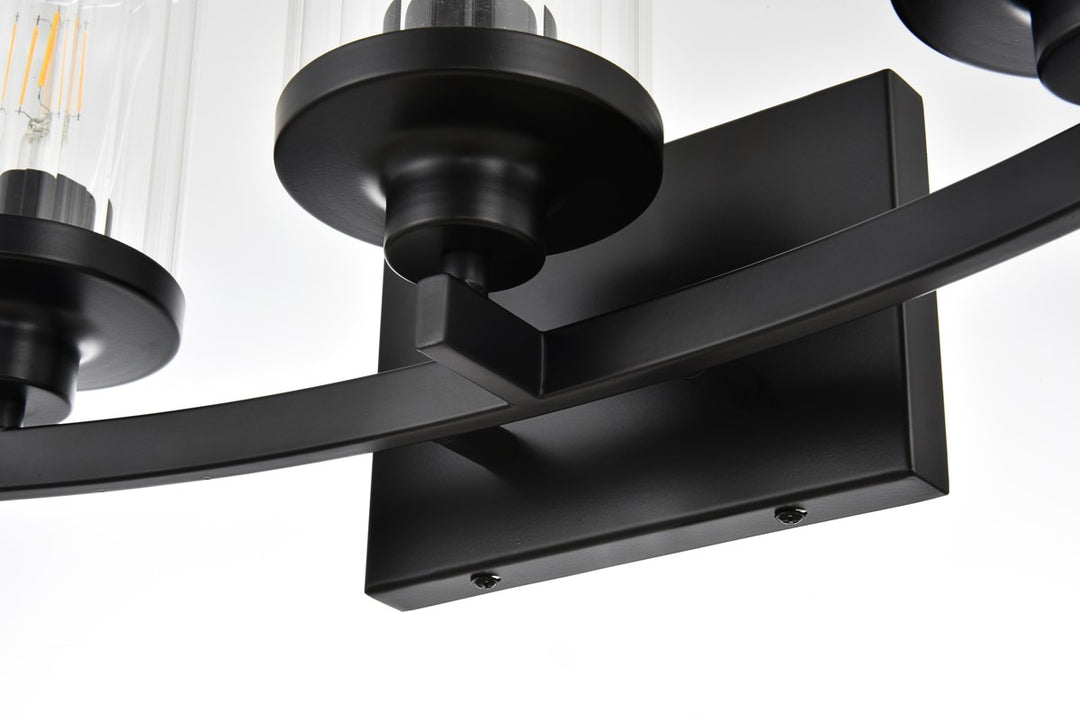 3 Light Black And Clear Bath Sconce