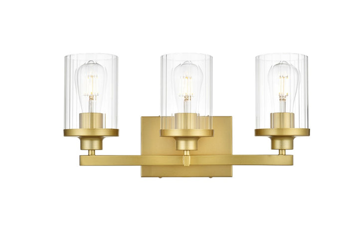 3 Light Brass And Clear Bath Sconce by Living District