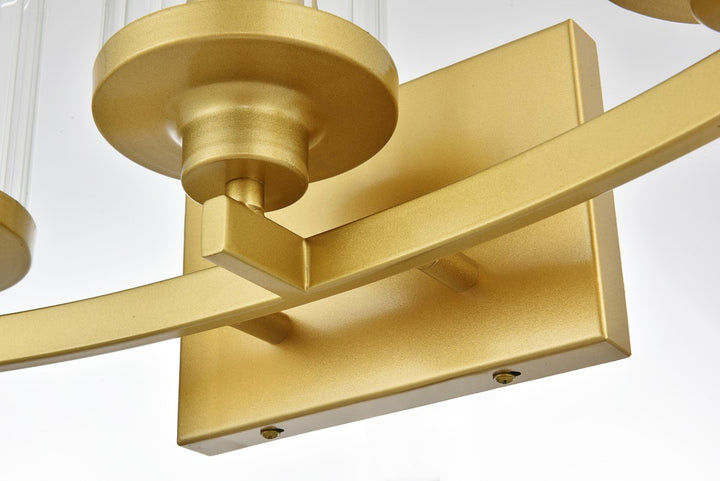 3 Light Brass And Clear Bath Sconce