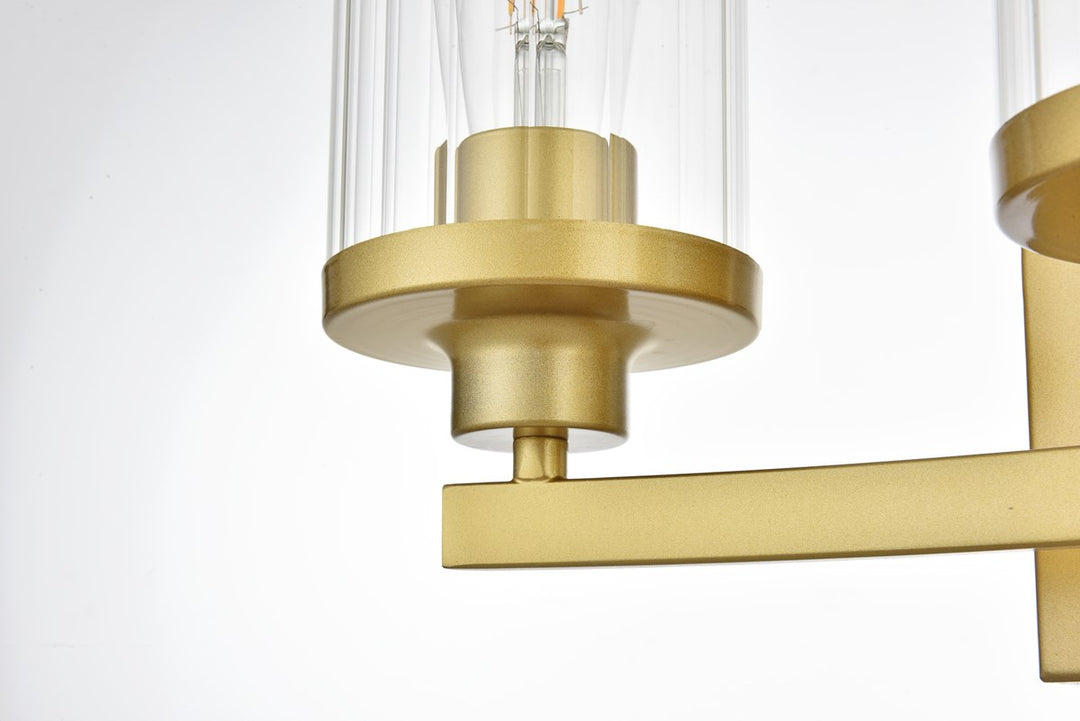 3 Light Brass And Clear Bath Sconce
