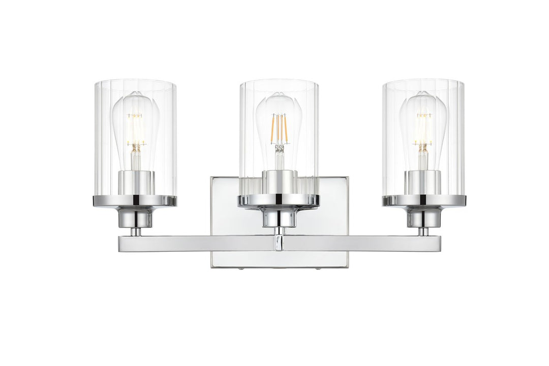 3 Light Chrome And Clear Bath Sconce by Living District