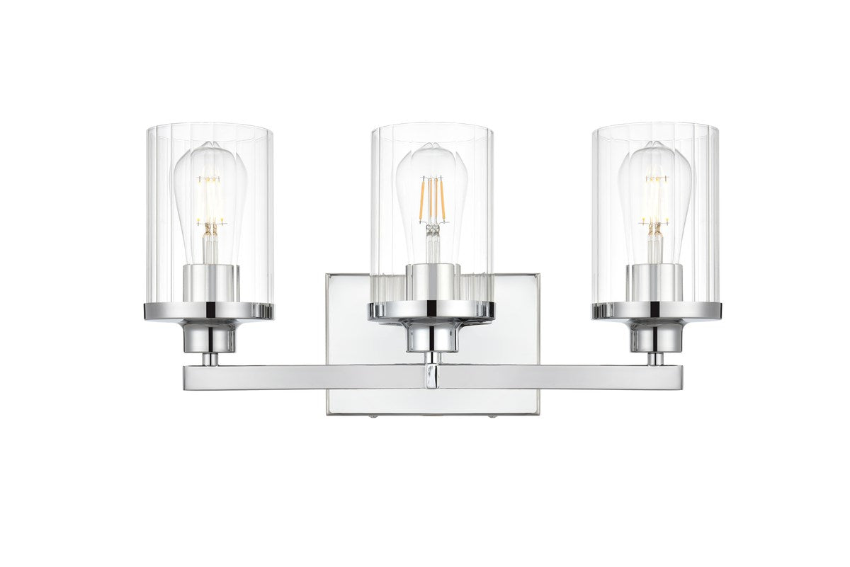 3 Light Chrome And Clear Bath Sconce by Living District