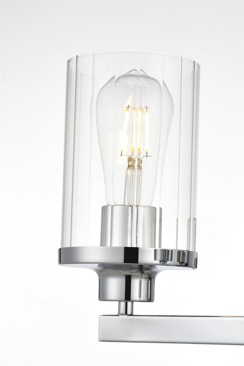 3 Light Chrome And Clear Bath Sconce