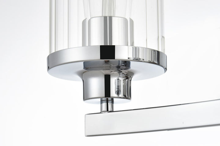 3 Light Chrome And Clear Bath Sconce