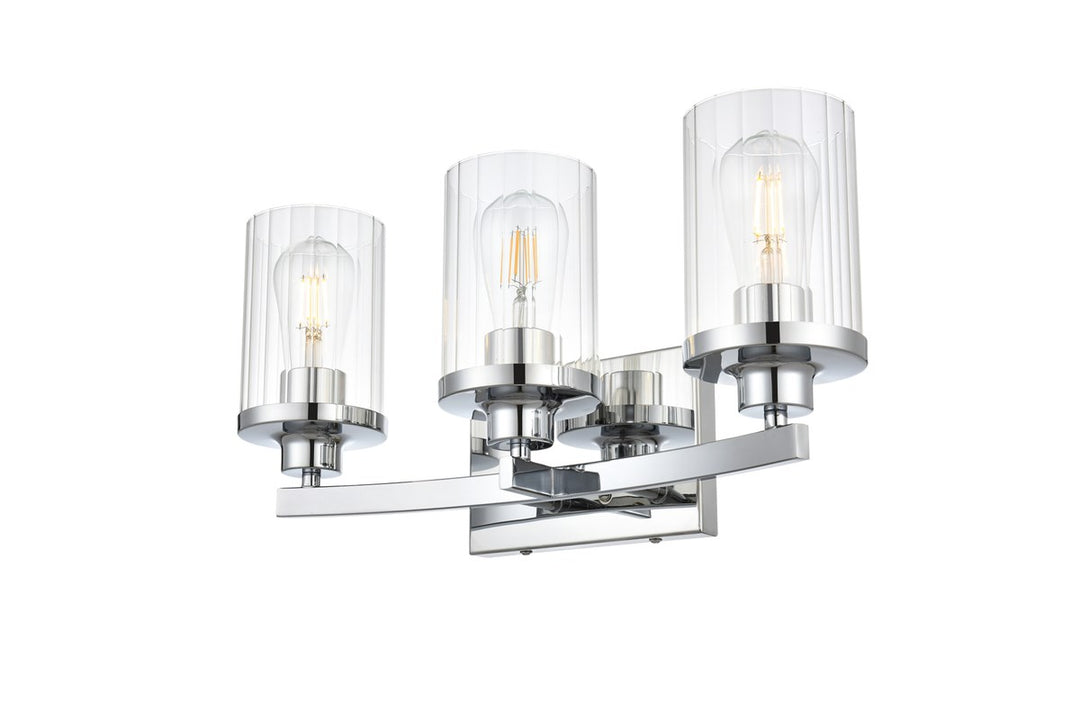 3 Light Chrome And Clear Bath Sconce