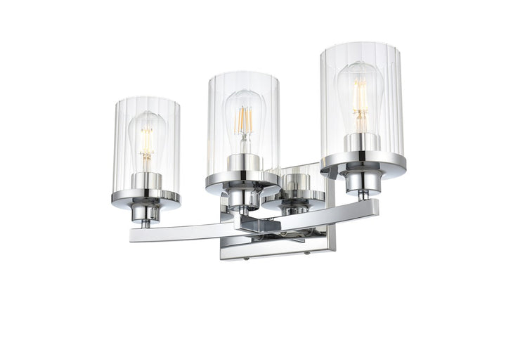 3 Light Chrome And Clear Bath Sconce