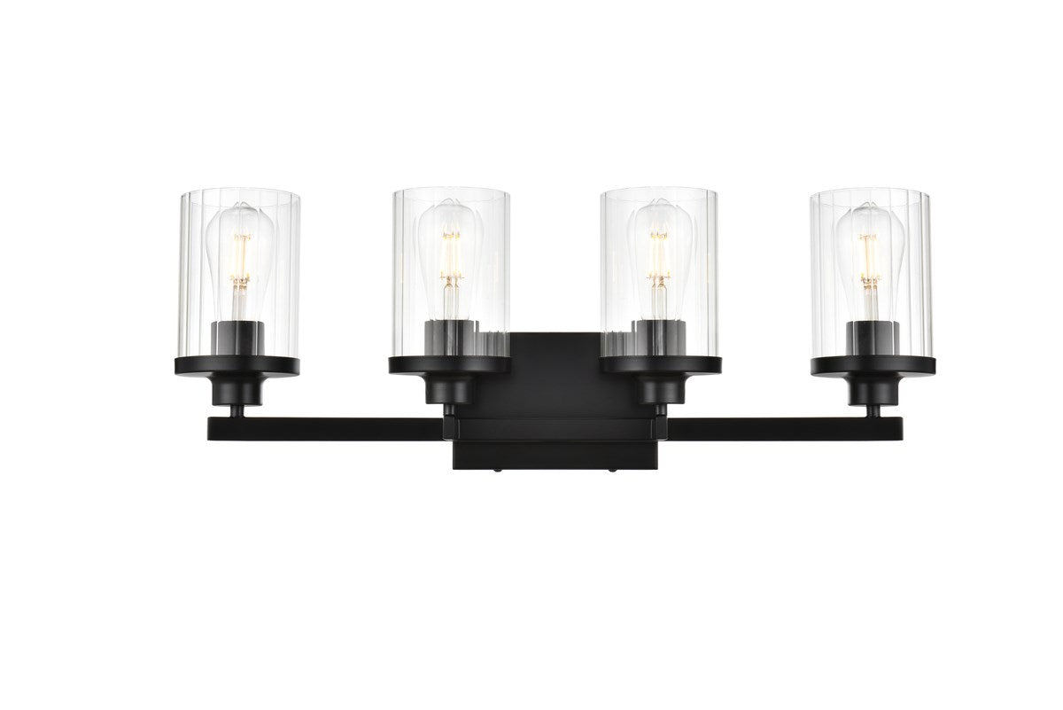 4 Light Black And Clear Bath Sconce by Living District