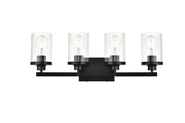 4 Light Black And Clear Bath Sconce by Living District