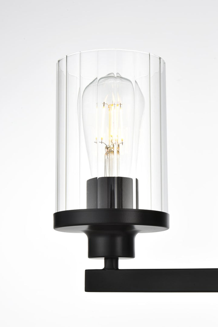 4 Light Black And Clear Bath Sconce