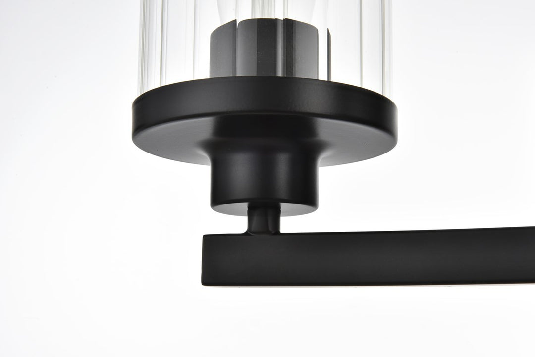 4 Light Black And Clear Bath Sconce