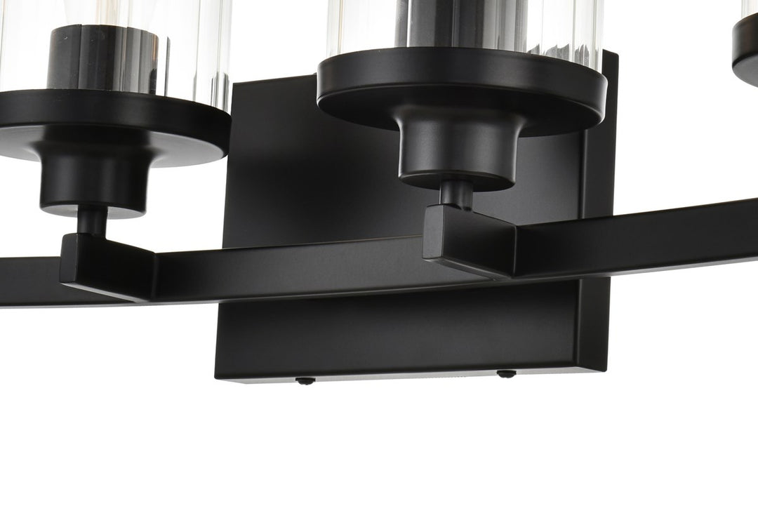 4 Light Black And Clear Bath Sconce