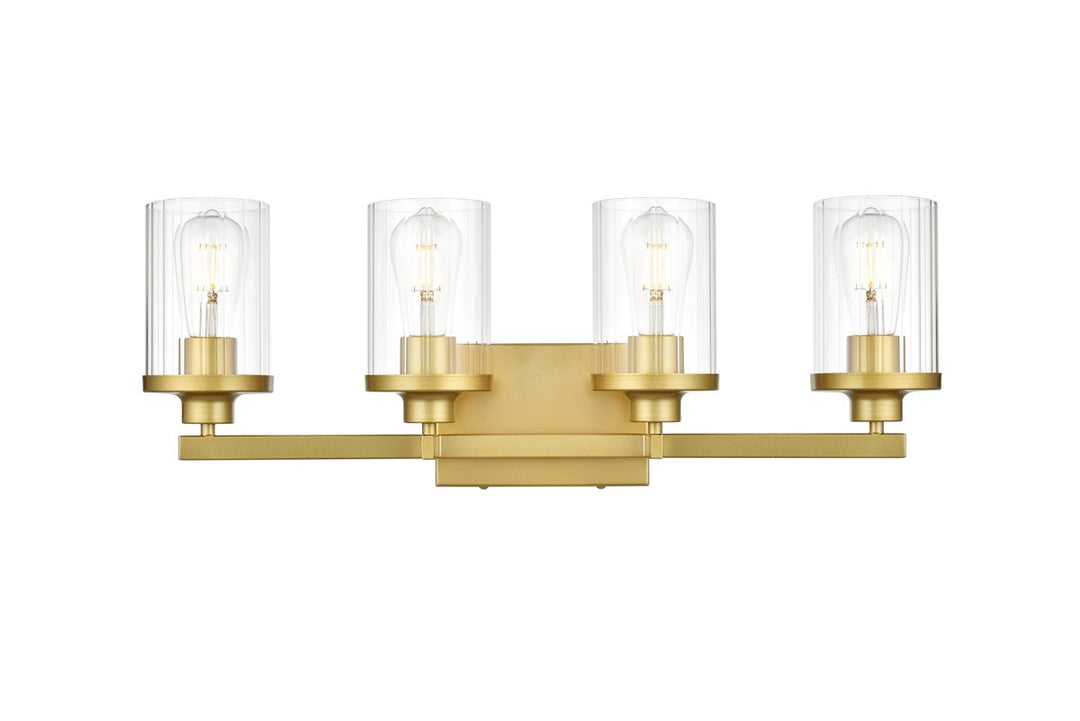 4 Light Brass And Clear Bath Sconce by Living District