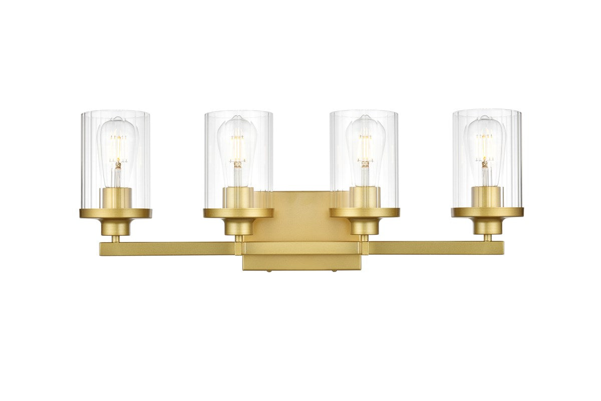 4 Light Brass And Clear Bath Sconce by Living District