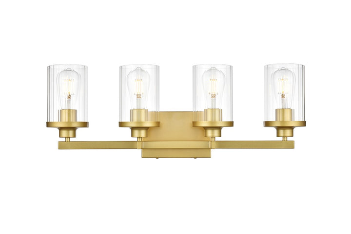 4 Light Brass And Clear Bath Sconce by Living District