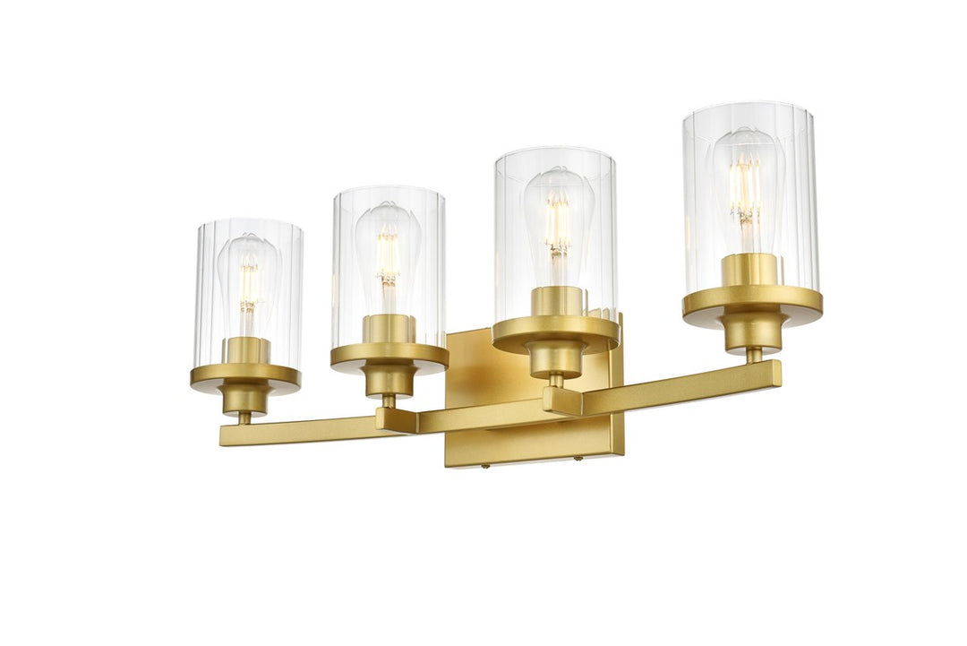 4 Light Brass And Clear Bath Sconce