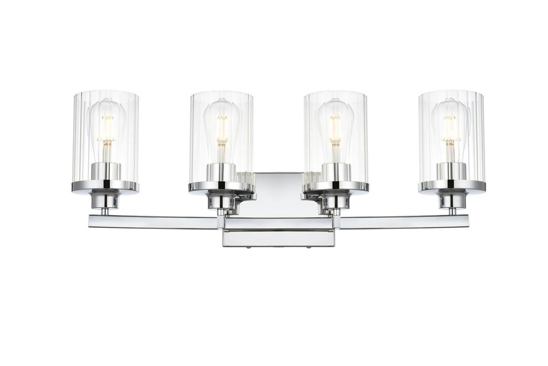 4 Light Chrome And Clear Bath Sconce by Living District