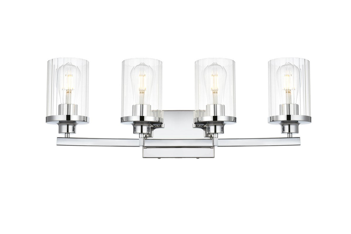 4 Light Chrome And Clear Bath Sconce by Living District