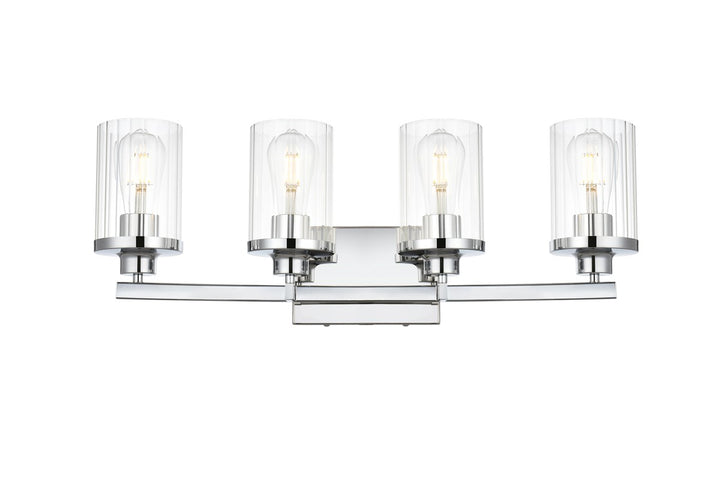 4 Light Chrome And Clear Bath Sconce by Living District
