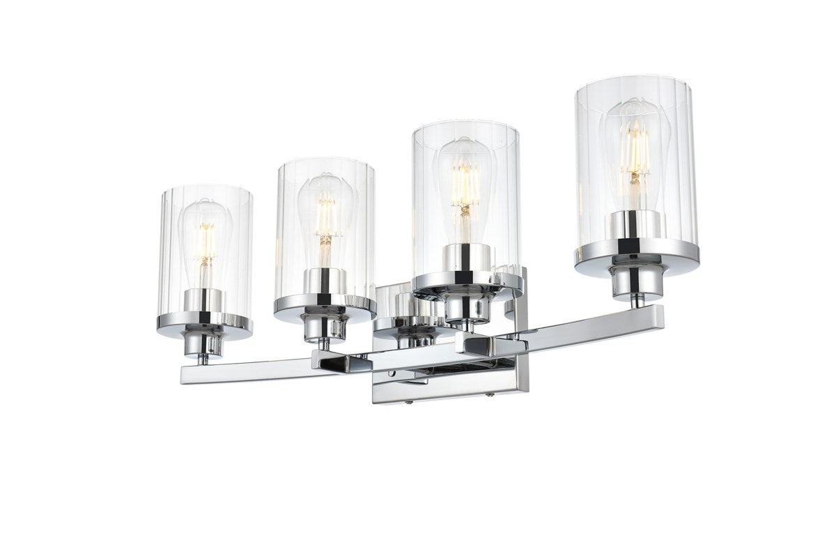 4 Light Chrome And Clear Bath Sconce