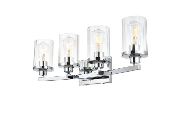 4 Light Chrome And Clear Bath Sconce