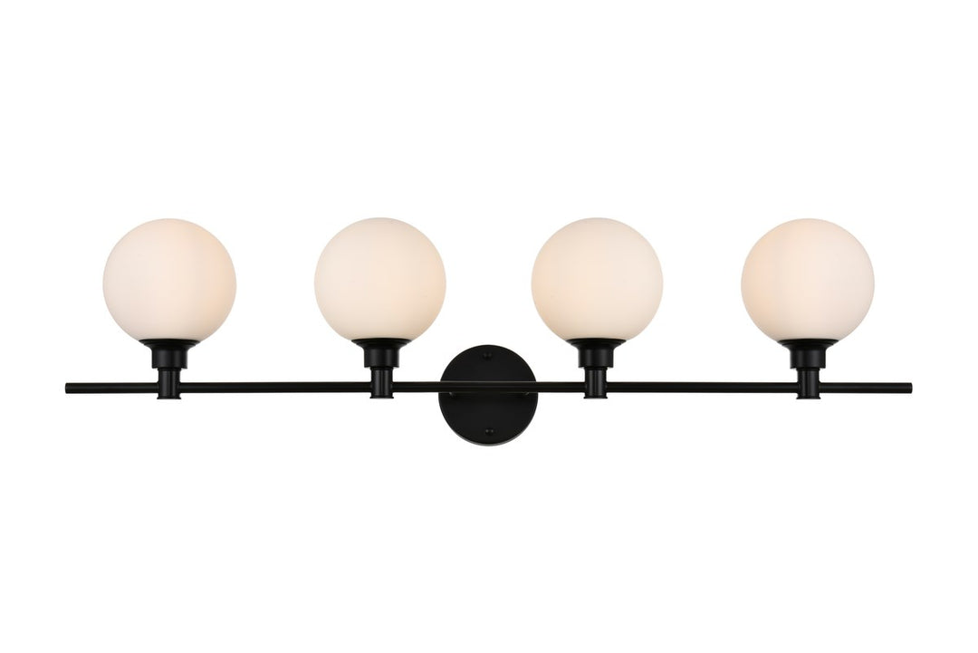 4 Light Black And Frosted White Bath Sconce by Living District