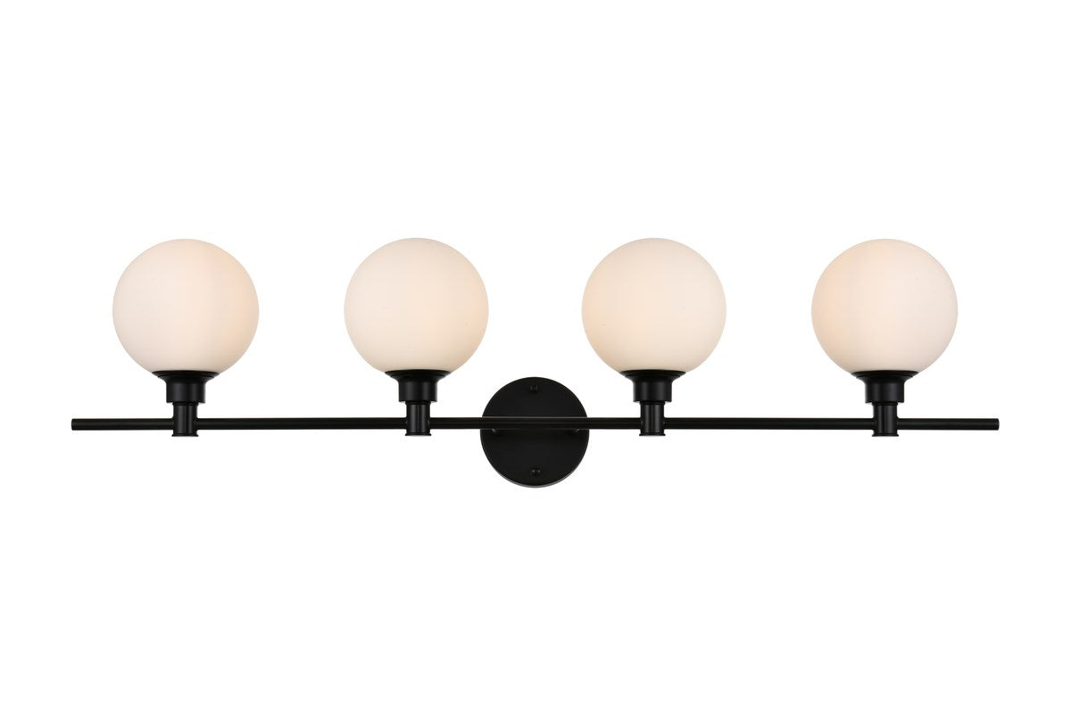 4 Light Black And Frosted White Bath Sconce by Living District