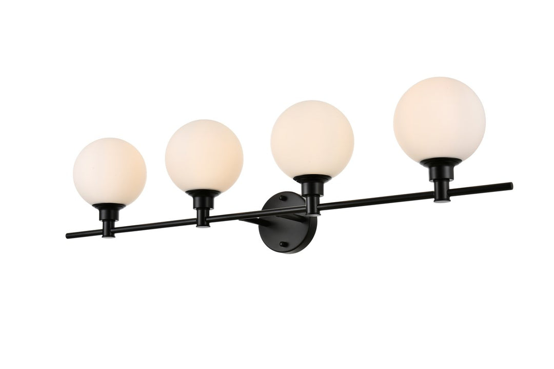 4 Light Black And Frosted White Bath Sconce