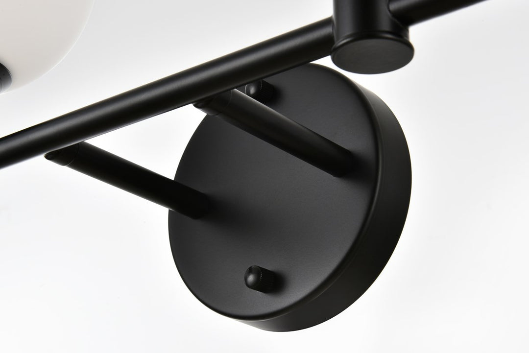 4 Light Black And Frosted White Bath Sconce