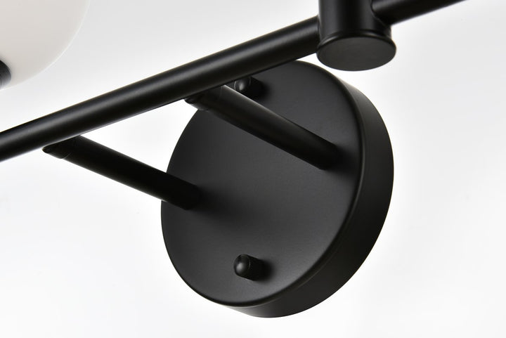 4 Light Black And Frosted White Bath Sconce