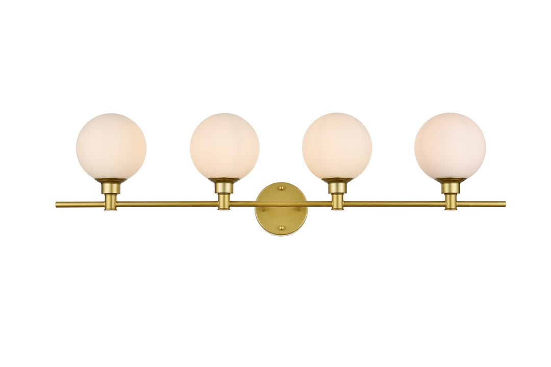 4 Light Brass And Frosted White Bath Sconce by Living District