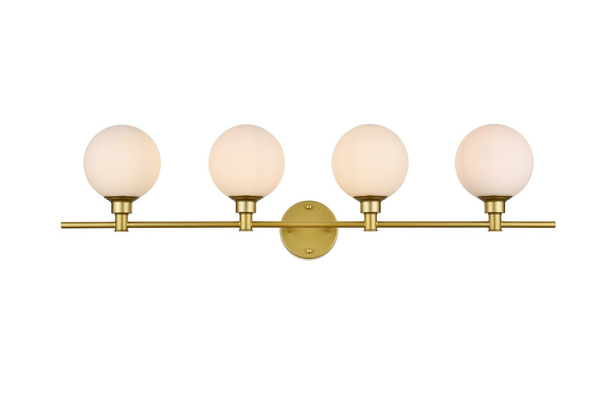 4 Light Brass And Frosted White Bath Sconce by Living District