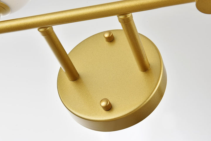 4 Light Brass And Frosted White Bath Sconce