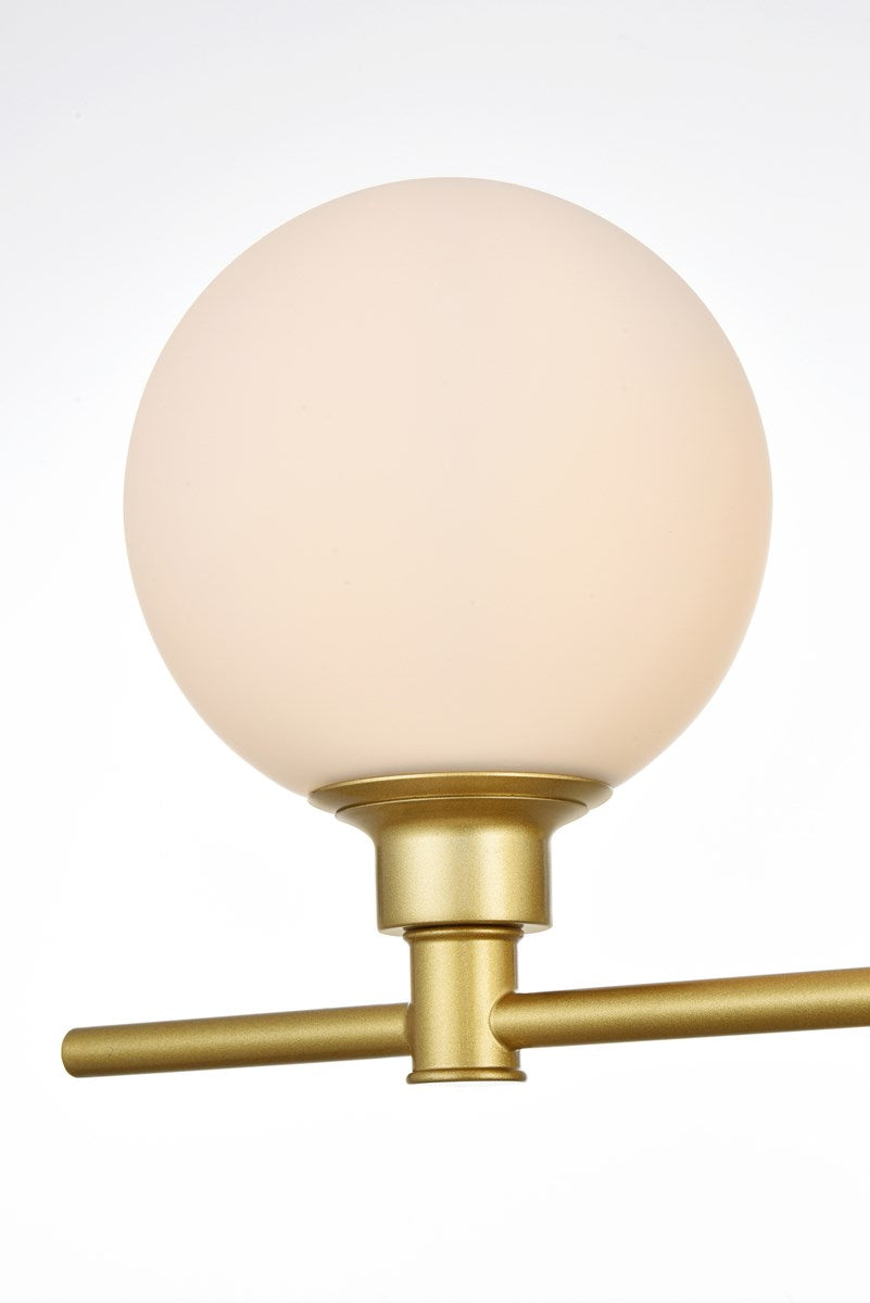 4 Light Brass And Frosted White Bath Sconce
