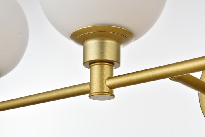 4 Light Brass And Frosted White Bath Sconce