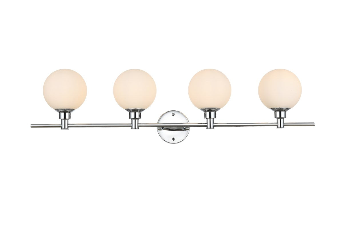 4 Light Chrome And Frosted White Bath Sconce by Living District