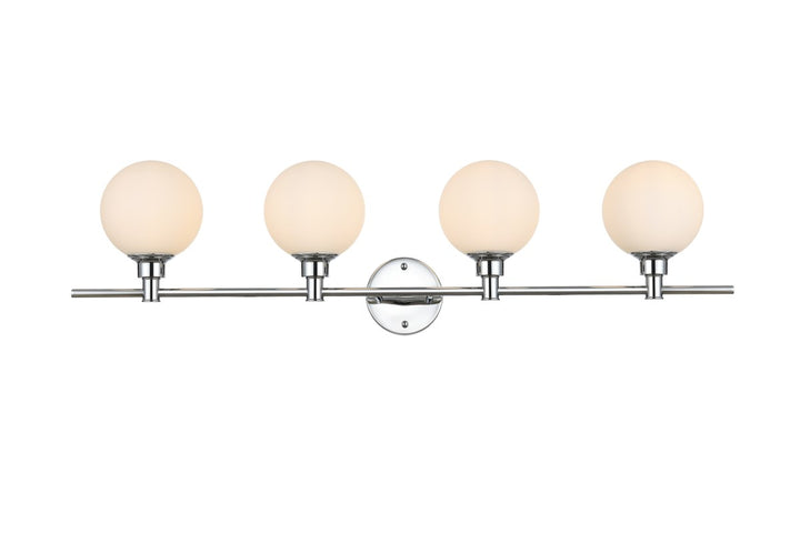 4 Light Chrome And Frosted White Bath Sconce by Living District
