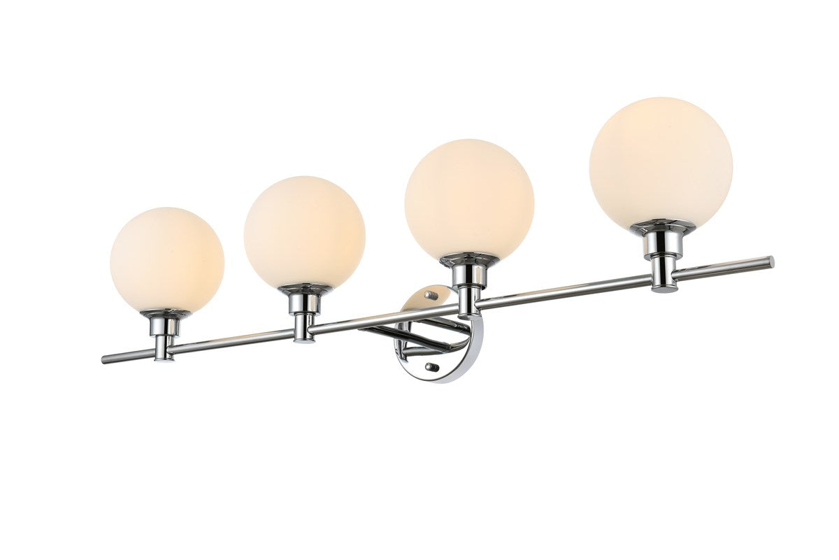 4 Light Chrome And Frosted White Bath Sconce