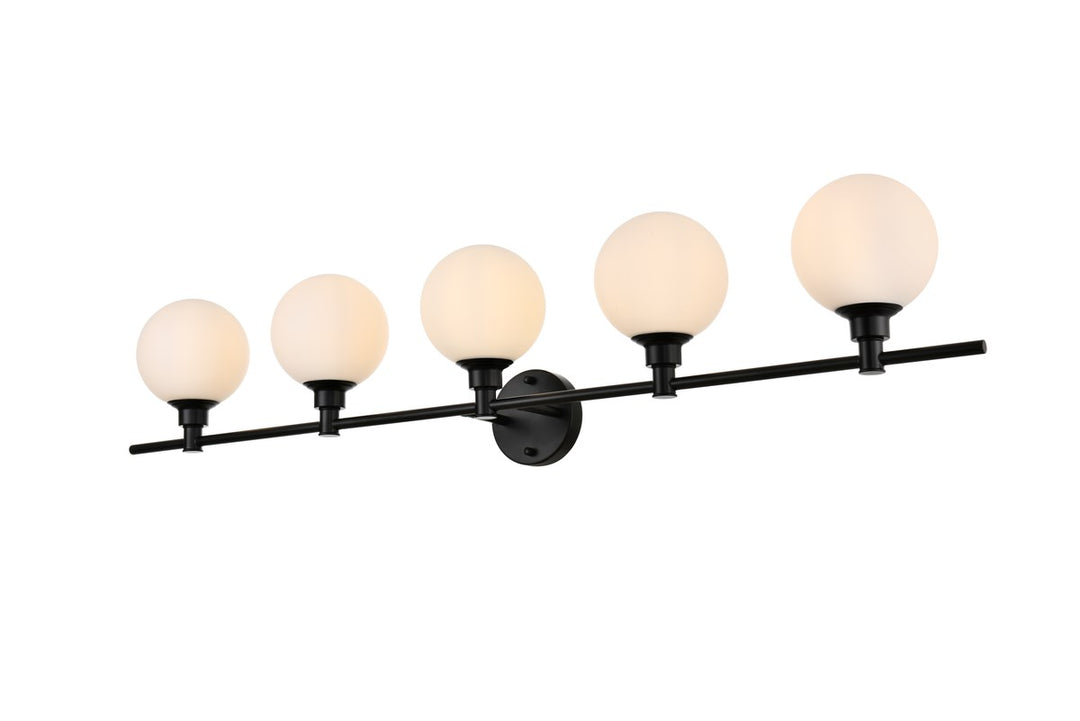 5 Light Black And Frosted White Bath Sconce