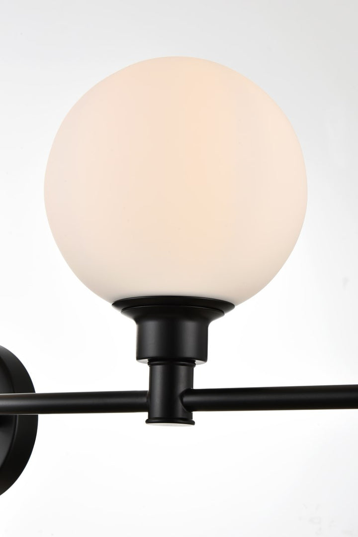 5 Light Black And Frosted White Bath Sconce