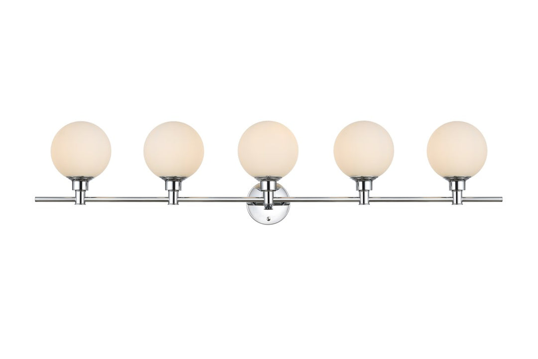5 Light Chrome And Frosted White Bath Sconce by Living District